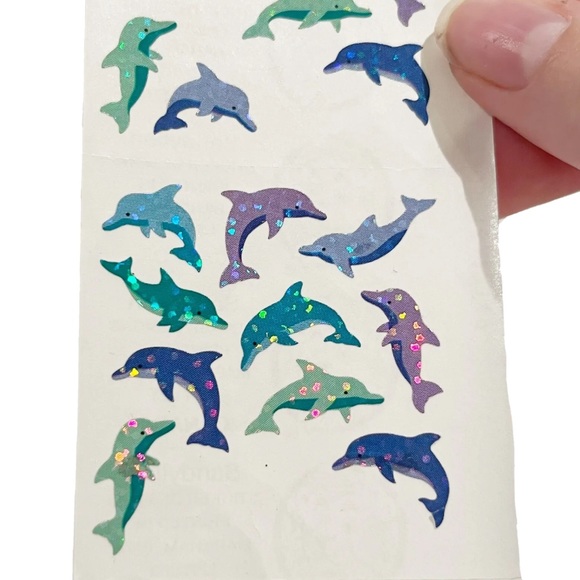 Vintage Sandylion Sticker Sheets Sparkly Holographic Fish Frog Dolphin Bird Dino - Picture 4 of 13